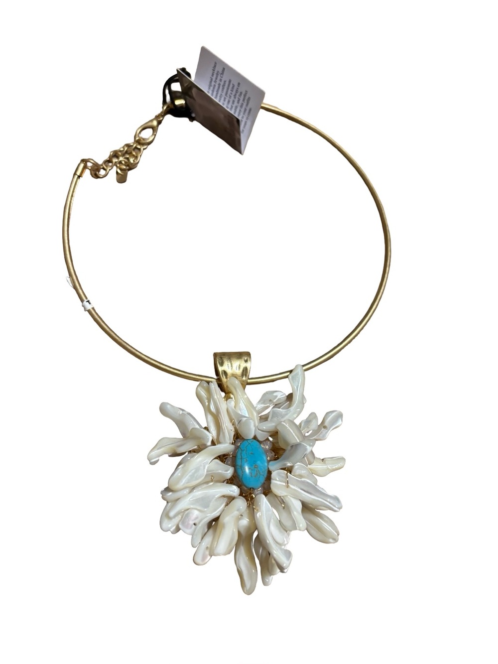 NWT GARDENIA Floral Shells Chocker Necklace Gold slider necklace removable